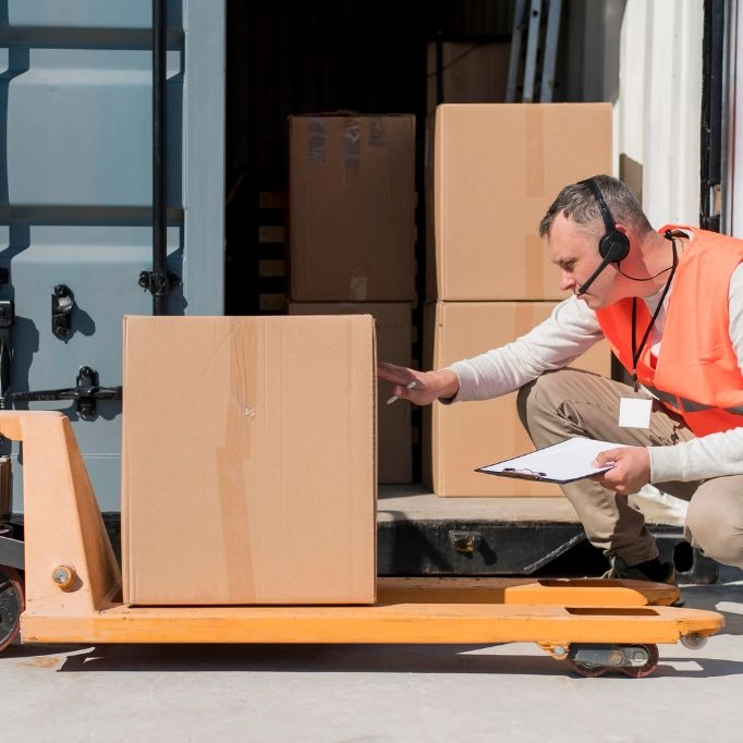 picture of a woman wrapping a box