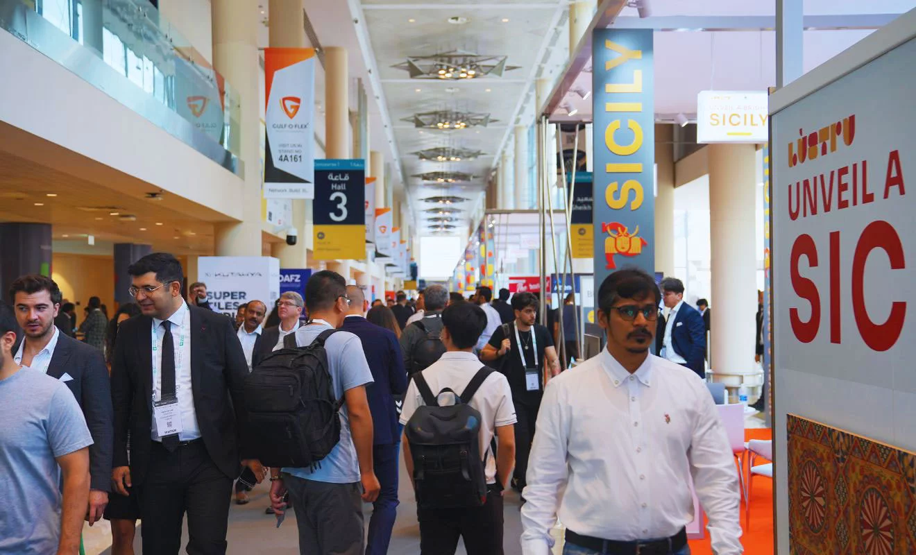 crowd of people in the Big 5 Global exhibition’s hall