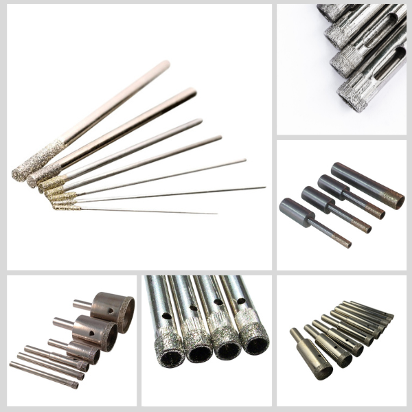 Diamond drill bits are used in lapidary to cut holes in gemstones; lapidary techniques